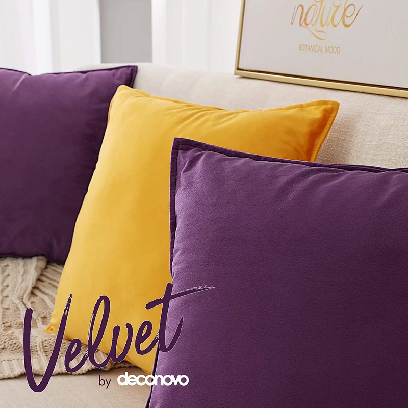 Deconovo Zierkissenhülle Samt Sofakissenbezug Modern Kissenüberzug Wohnzimmer, 2er Set