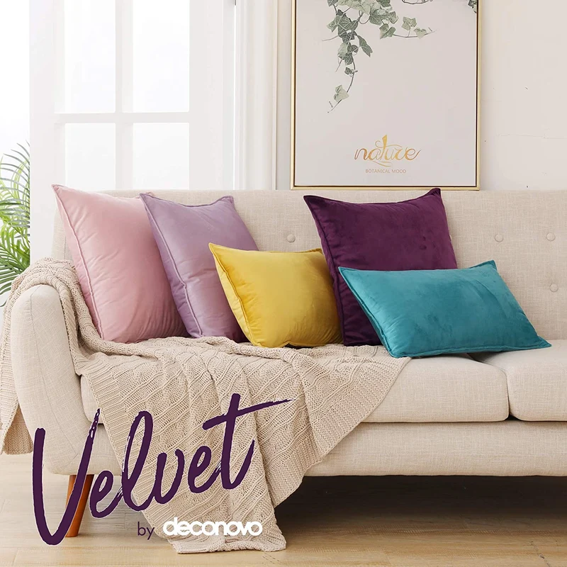 Deconovo Zierkissenhülle Samt Sofakissenbezug Modern Kissenüberzug Wohnzimmer, 2er Set