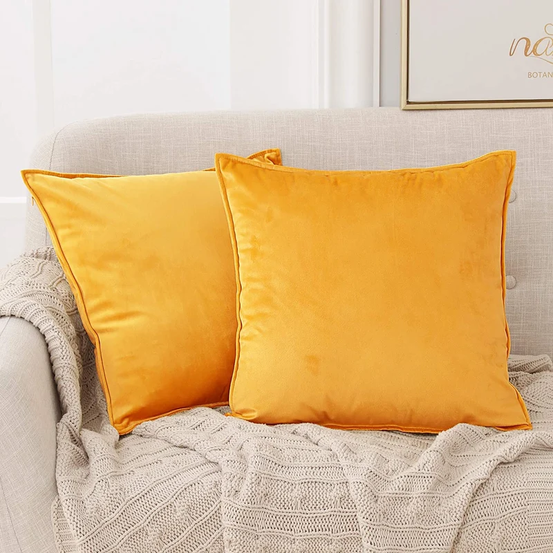 Deconovo Zierkissenhülle Samt Sofakissenbezug Modern Kissenüberzug Wohnzimmer, 2er Set