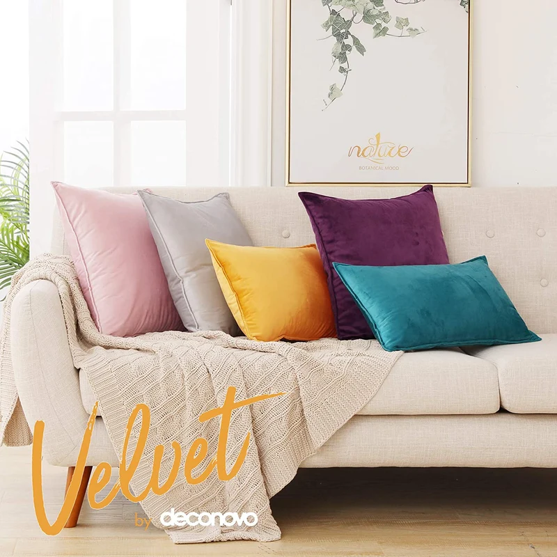 Deconovo Zierkissenhülle Samt Sofakissenbezug Modern Kissenüberzug Wohnzimmer, 2er Set