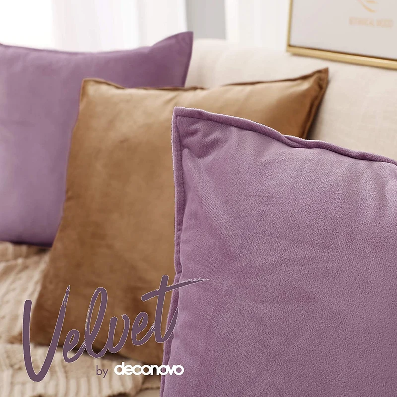 Deconovo Zierkissenhülle Samt Sofakissenbezug Modern Kissenüberzug Wohnzimmer, 2er Set