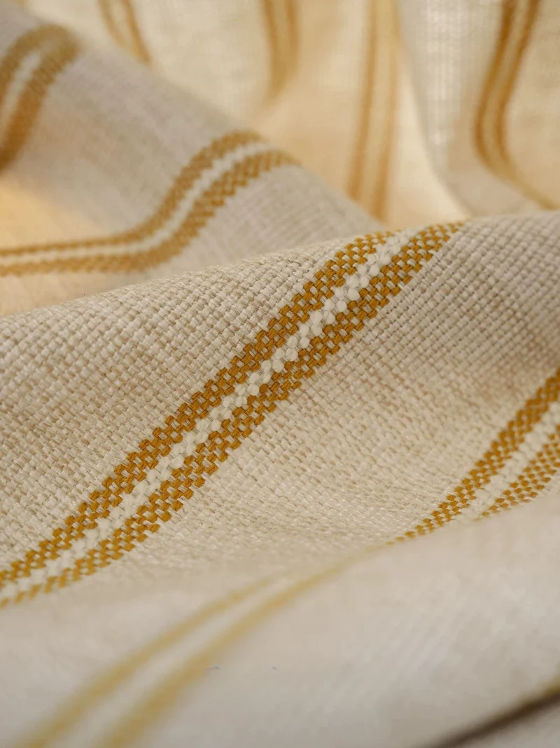 Modern Minimalist Bauhaus Stripe Drapes, Velvet-Trimmed Office Curtains