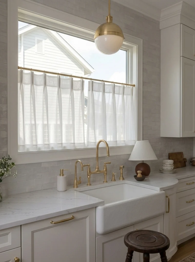 Sheer Cafe Curtains Linen, Privacy Kitchen Curtains for Small Windows