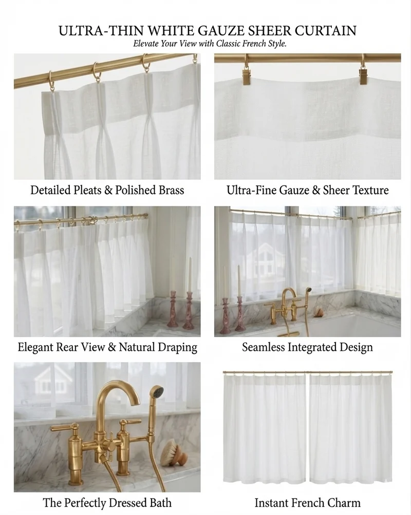 Sheer Cafe Curtains Linen, Privacy Kitchen Curtains for Small Windows