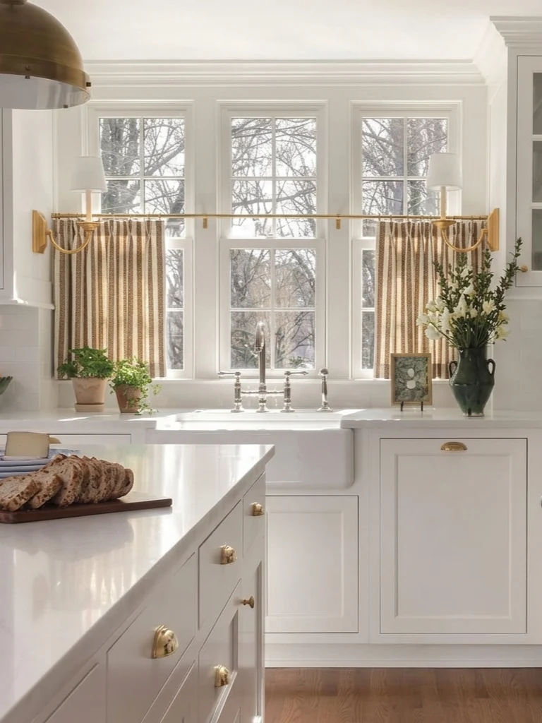 Classic Striped Linen Cafe Curtains Kitchen Window Curtains, French Country Style