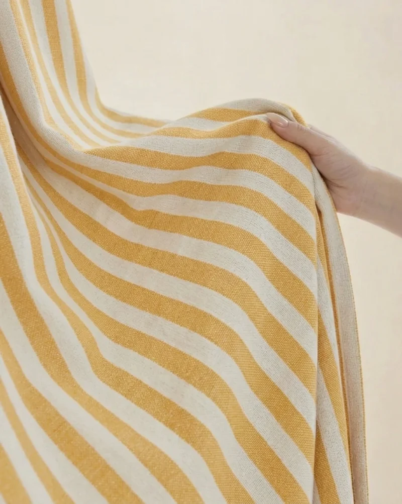 Playroom Curtains: Custom Butter Yellow Striped Linen Drapery for Kids Room, 100% Linen