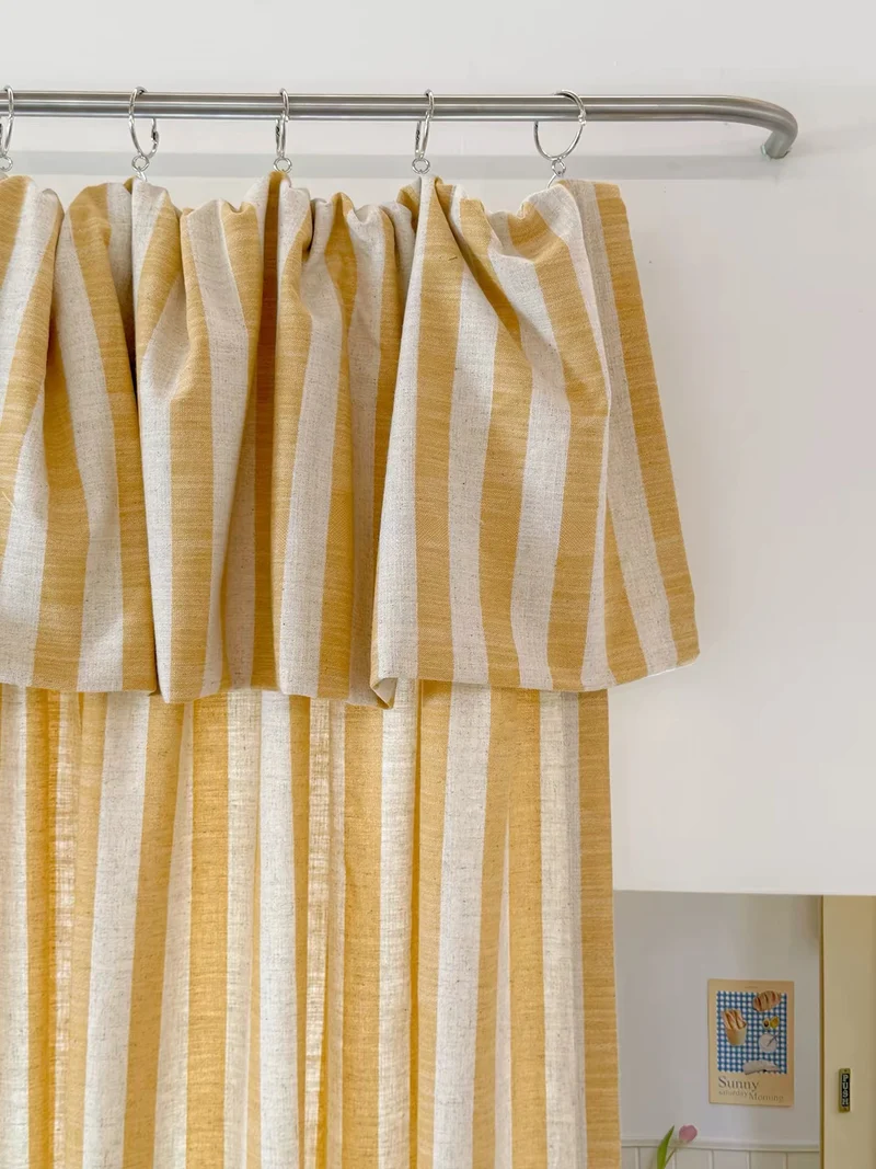 Playroom Curtains: Custom Butter Yellow Striped Linen Drapery for Kids Room, 100% Linen