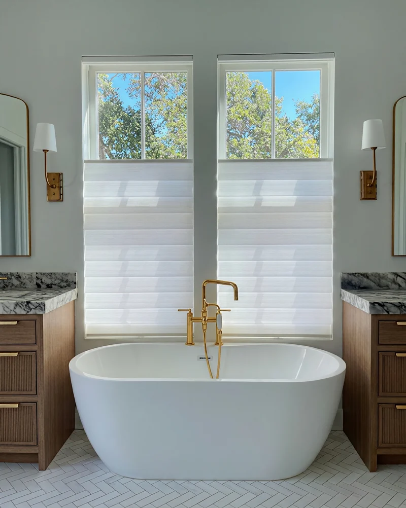 Custom Cordless Hobbled Top Down Bottom Up Roman Shades