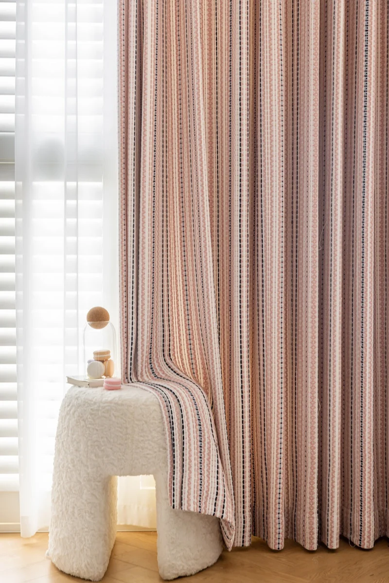 Striped Curtains - Fair Isle Jacquard Blackout Drapery for Playroom