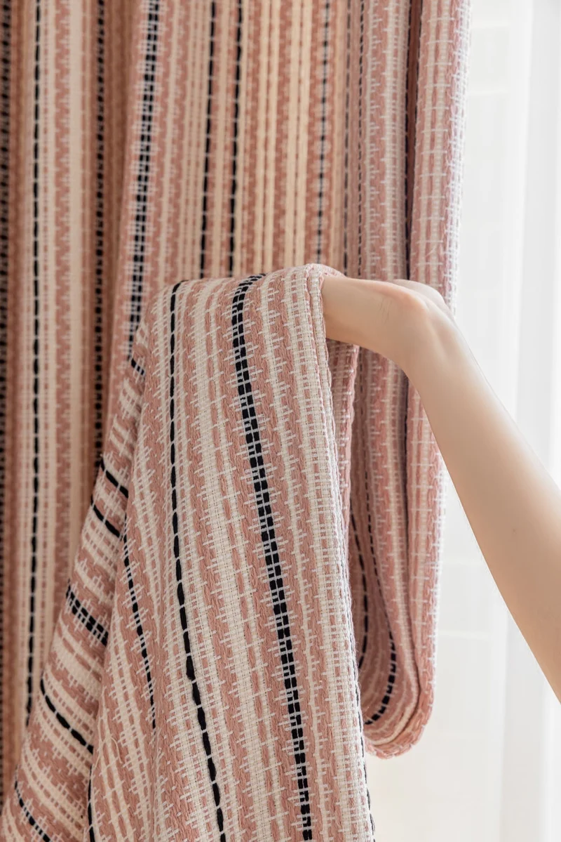 Striped Curtains - Fair Isle Jacquard Blackout Drapery for Playroom