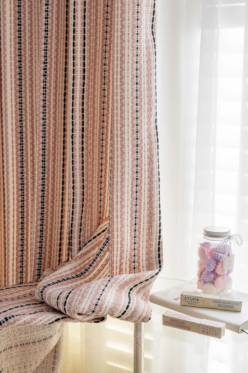 Striped Curtains - Fair Isle Jacquard Blackout Drapery for Playroom