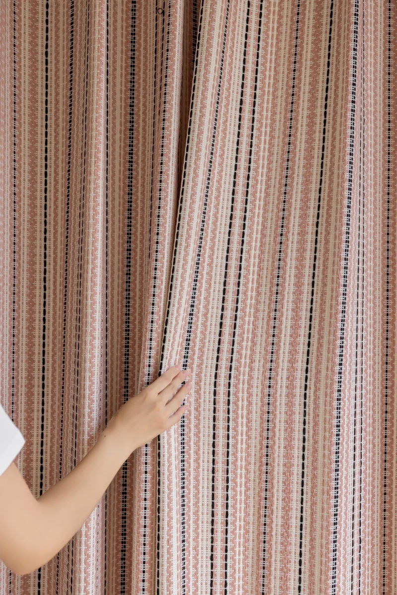 Striped Curtains - Fair Isle Jacquard Blackout Drapery for Playroom