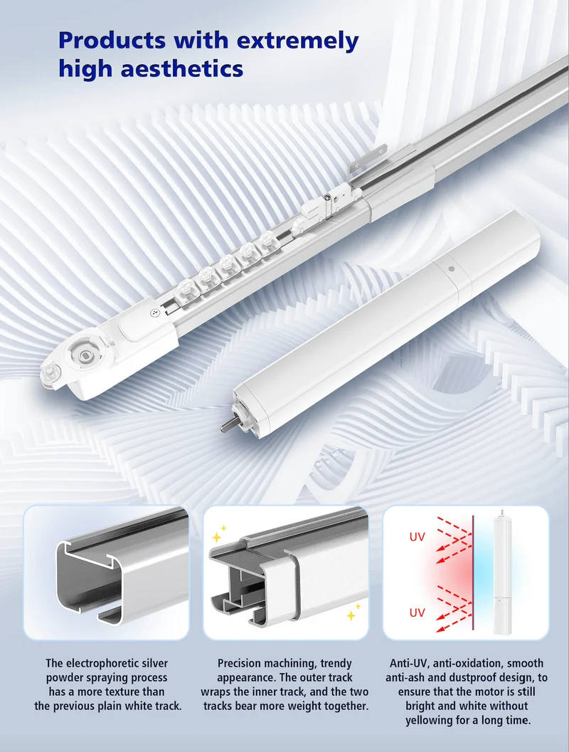 Electric Curtain Rail for Oversized Windows, Support Ripple Fold & Pleated Headers