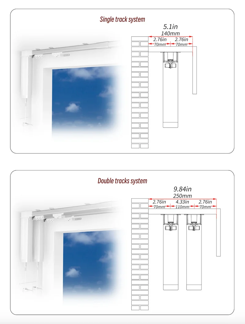 Electric Curtain Rail for Oversized Windows, Support Ripple Fold & Pleated Headers