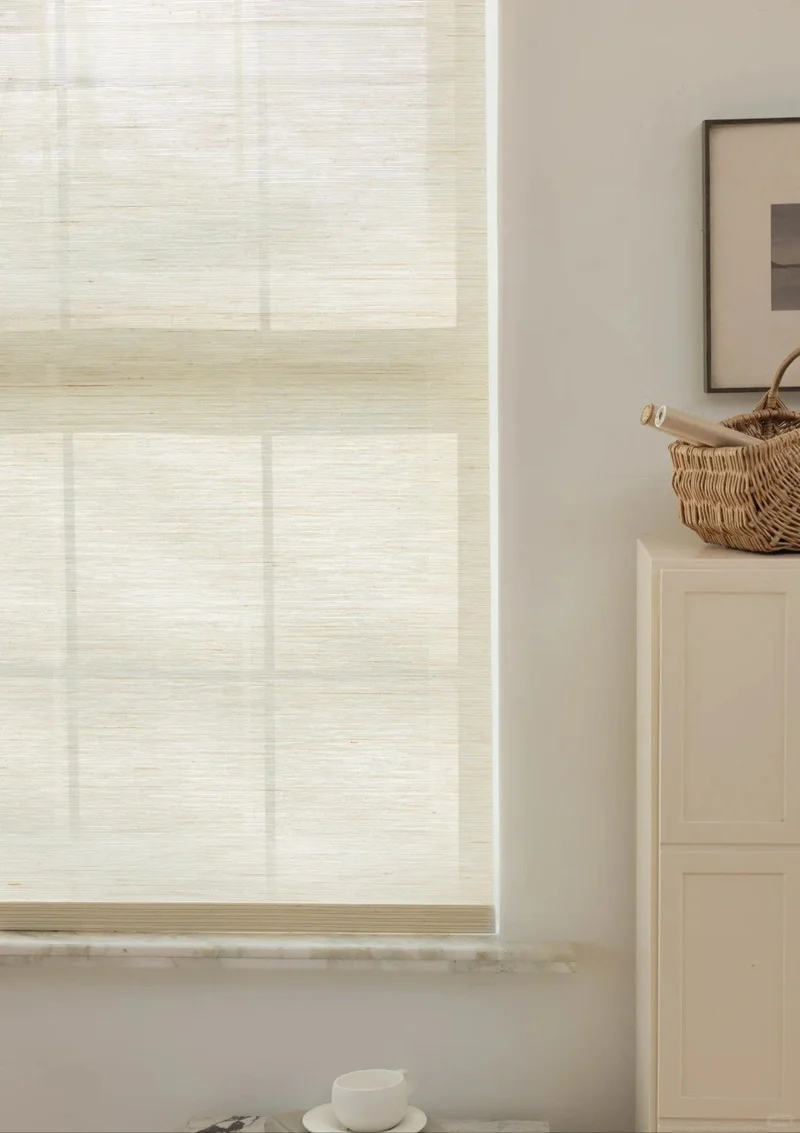 Natural Ramie Bamboo Woven Wood Shades - Creamy White
