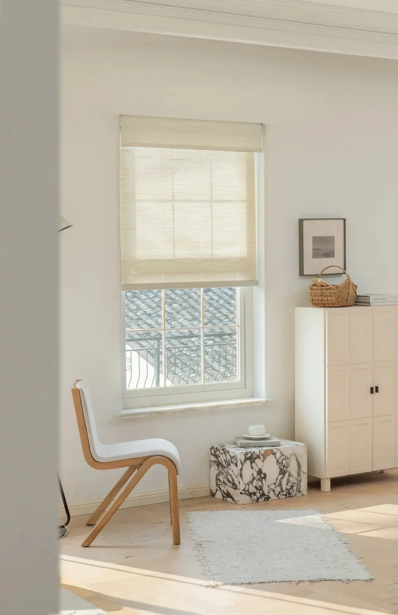 Natural Ramie Bamboo Woven Wood Shades - Creamy White