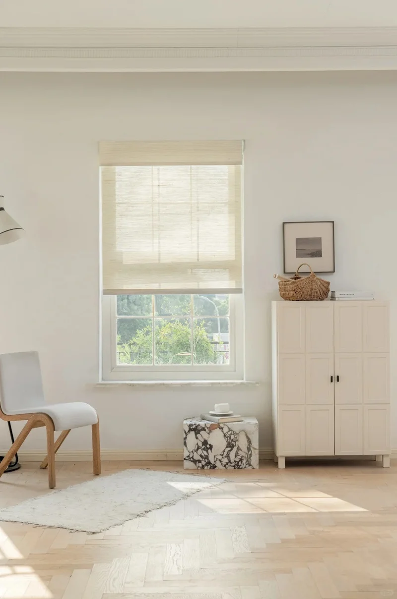 Natural Ramie Bamboo Woven Wood Shades - Creamy White