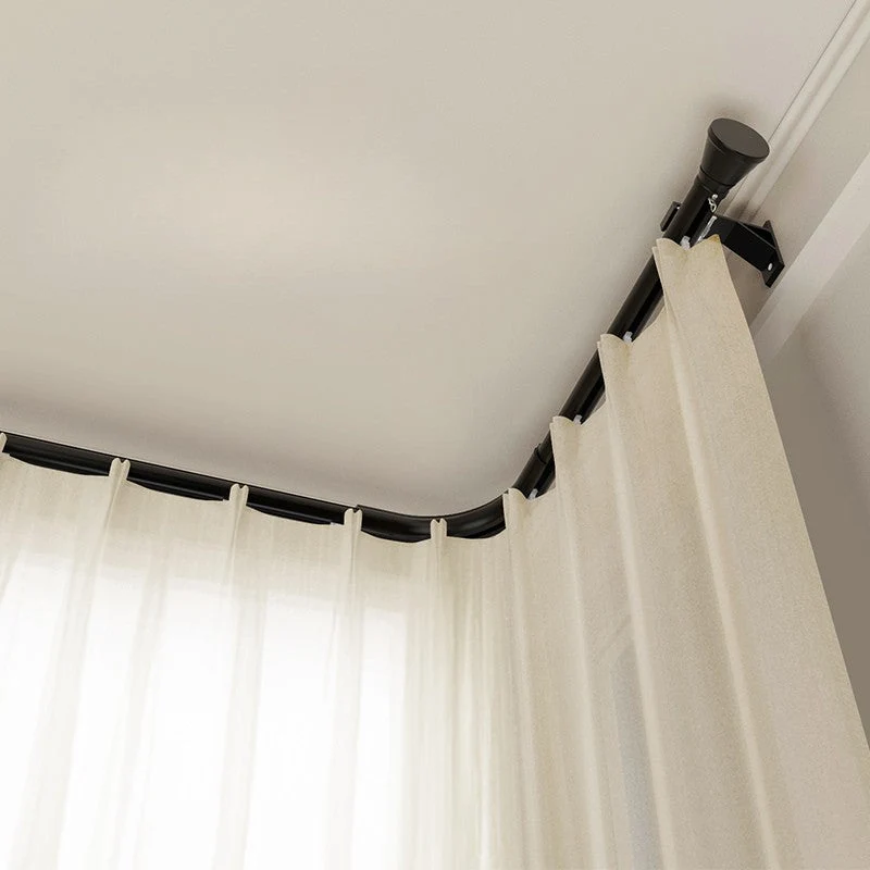 Custom Oversized Aluminum Corner Window Curtain Rod, Supports Pleat & Ripple Fold Headers