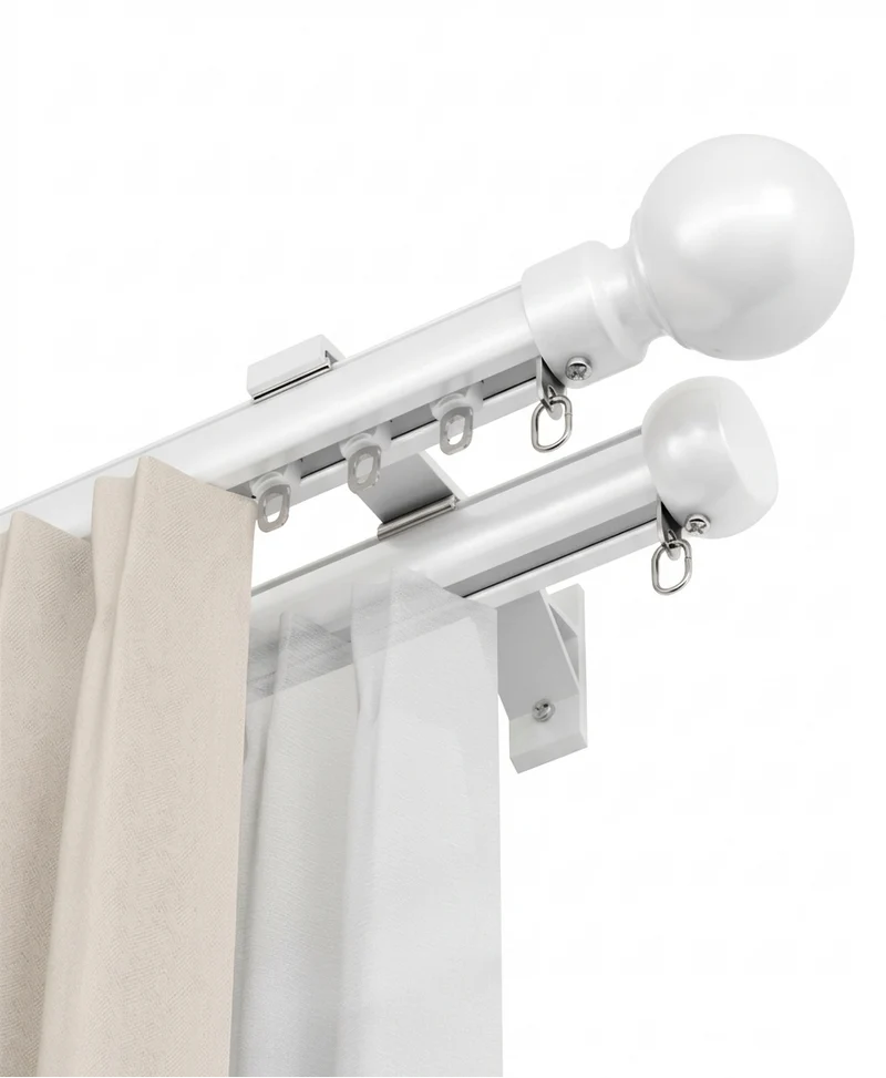 Custom Oversized Aluminum Corner Window Curtain Rod, Supports Pleat & Ripple Fold Headers