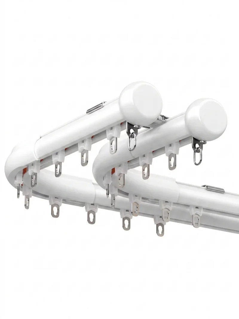 Custom Oversized Aluminum Corner Window Curtain Rod, Supports Pleat & Ripple Fold Headers