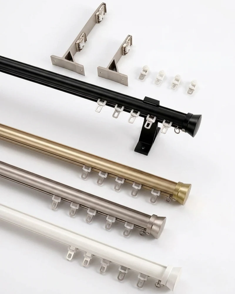 Custom Oversized Aluminum Corner Window Curtain Rod, Supports Pleat & Ripple Fold Headers