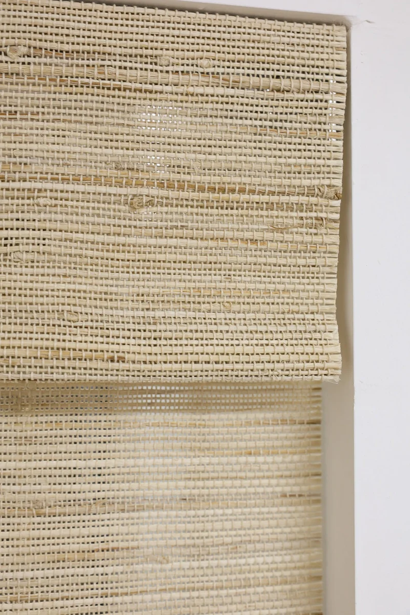 Natural Ramie Roll Up Bamboo Shades Woven Wood Blinds - Beige