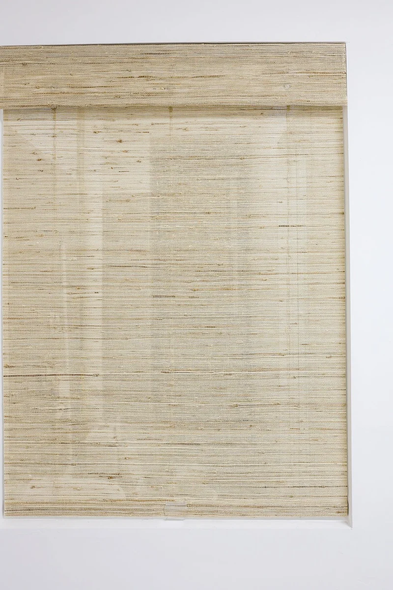 Natural Ramie Roll Up Bamboo Shades Woven Wood Blinds - Beige