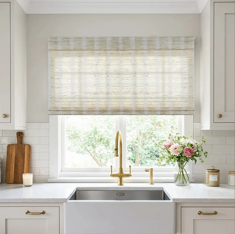 Natural Woven Shades - Mildew-resistant Ramie Bamboo Shades - Almond