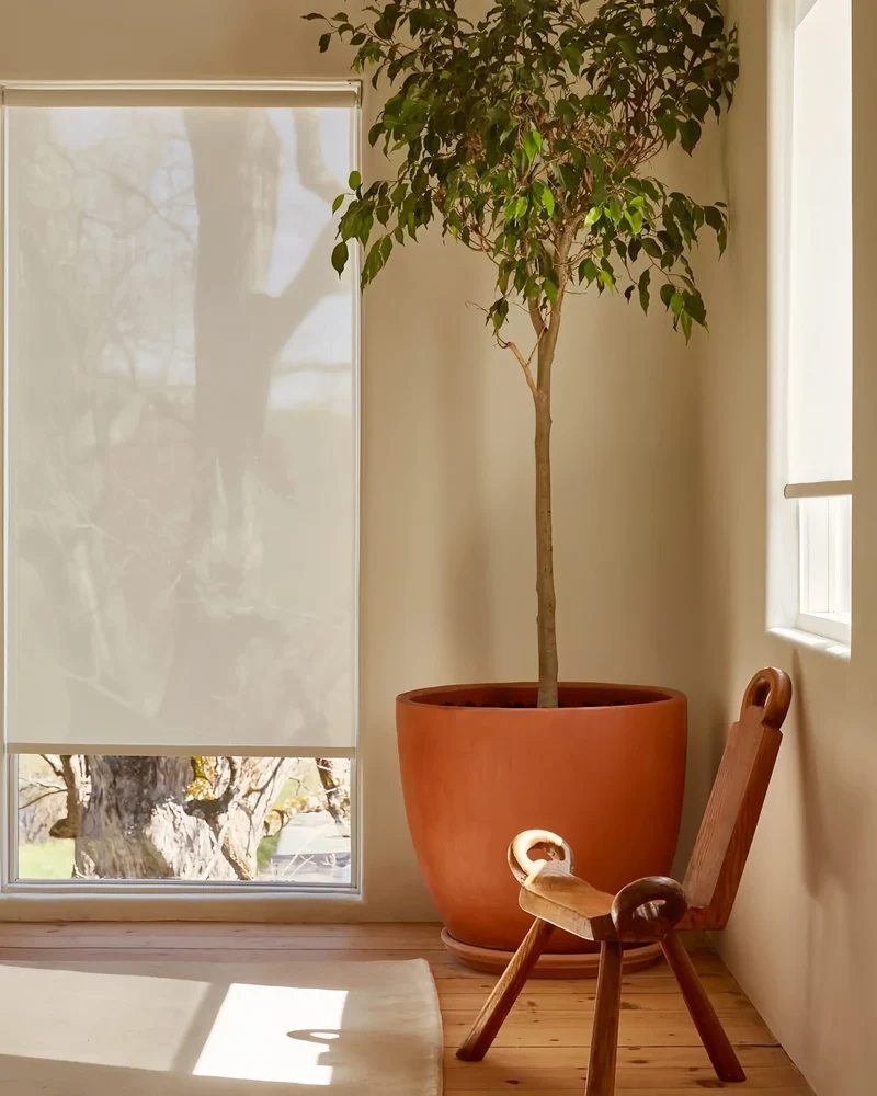 Linen Roller Shades, Cordless Natural Woven Linen Blinds