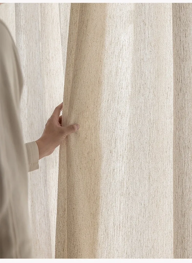 Linen-Wool Blend Linen Sheer Curtains for Elegant Living & Dining Room Decor