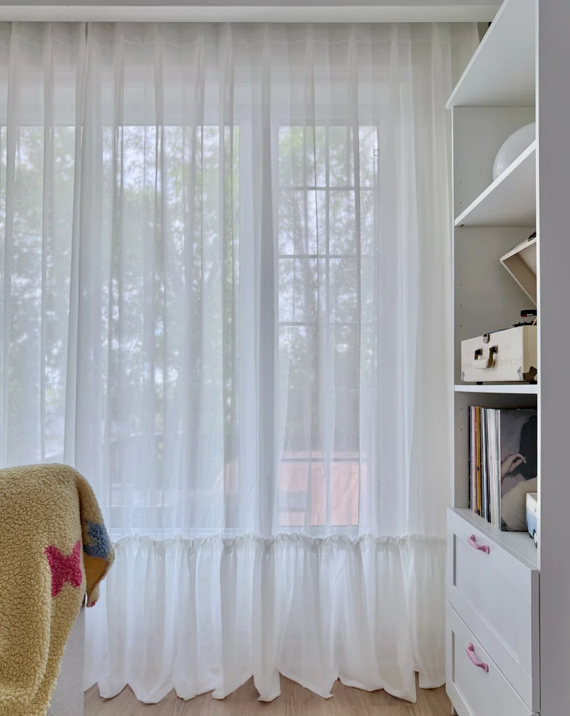 Ruffled Hem Sheer Curtains for Princess Room