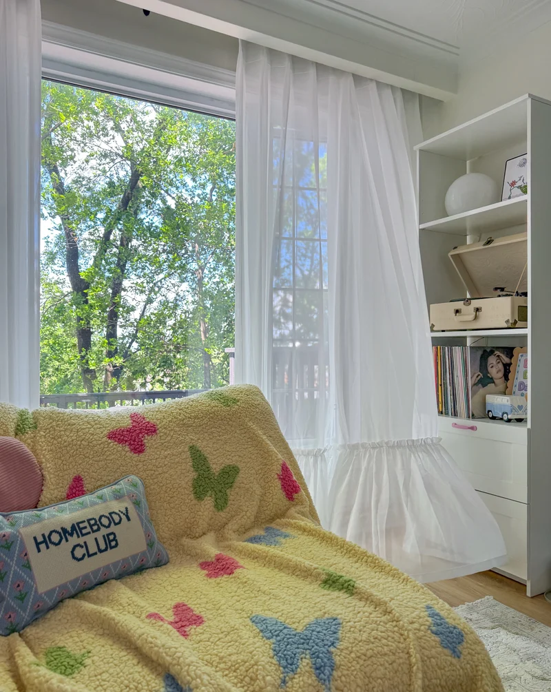 Ruffled Hem Sheer Curtains for Princess Room