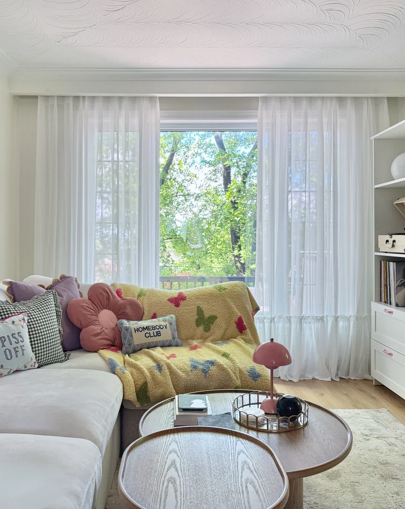 Ruffled Hem Sheer Curtains for Princess Room