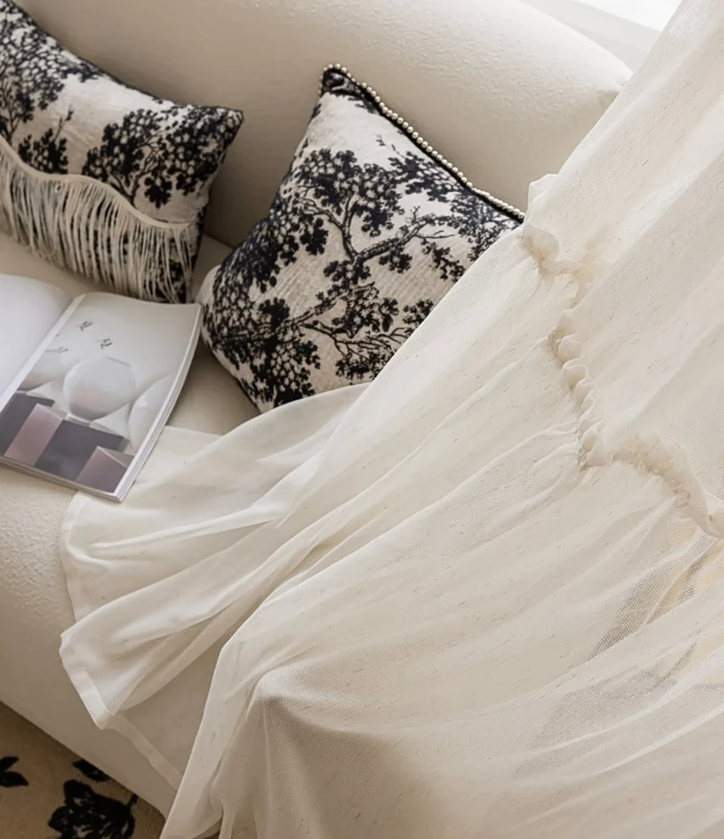 Ruffled Hem Sheer Curtains for Princess Room