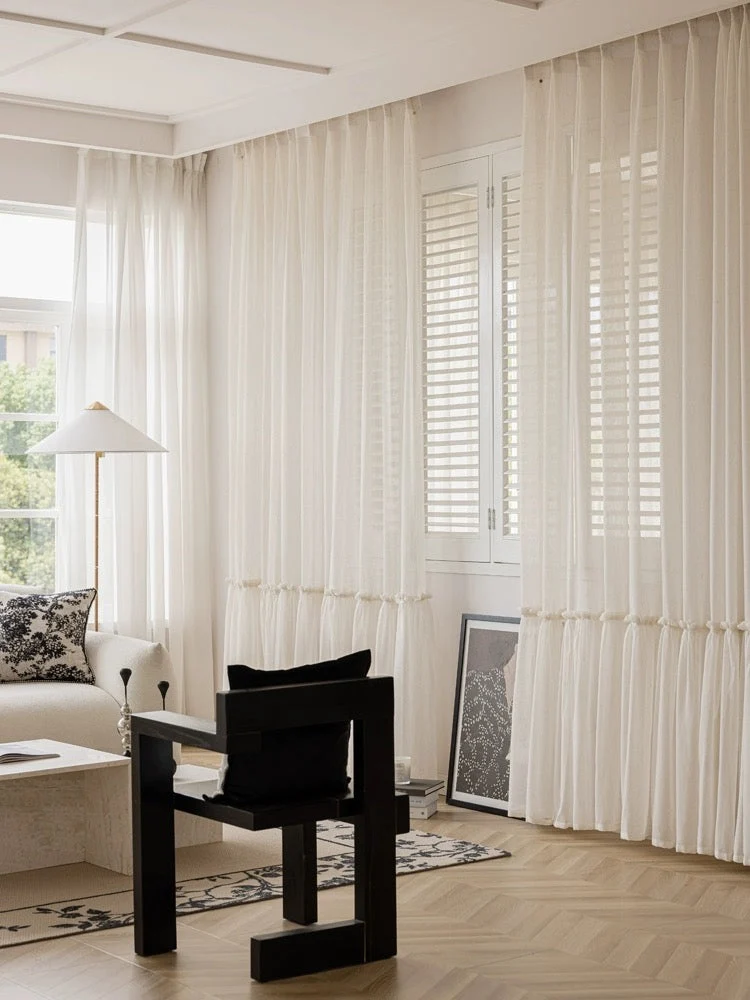 Ruffled Hem Sheer Curtains for Princess Room