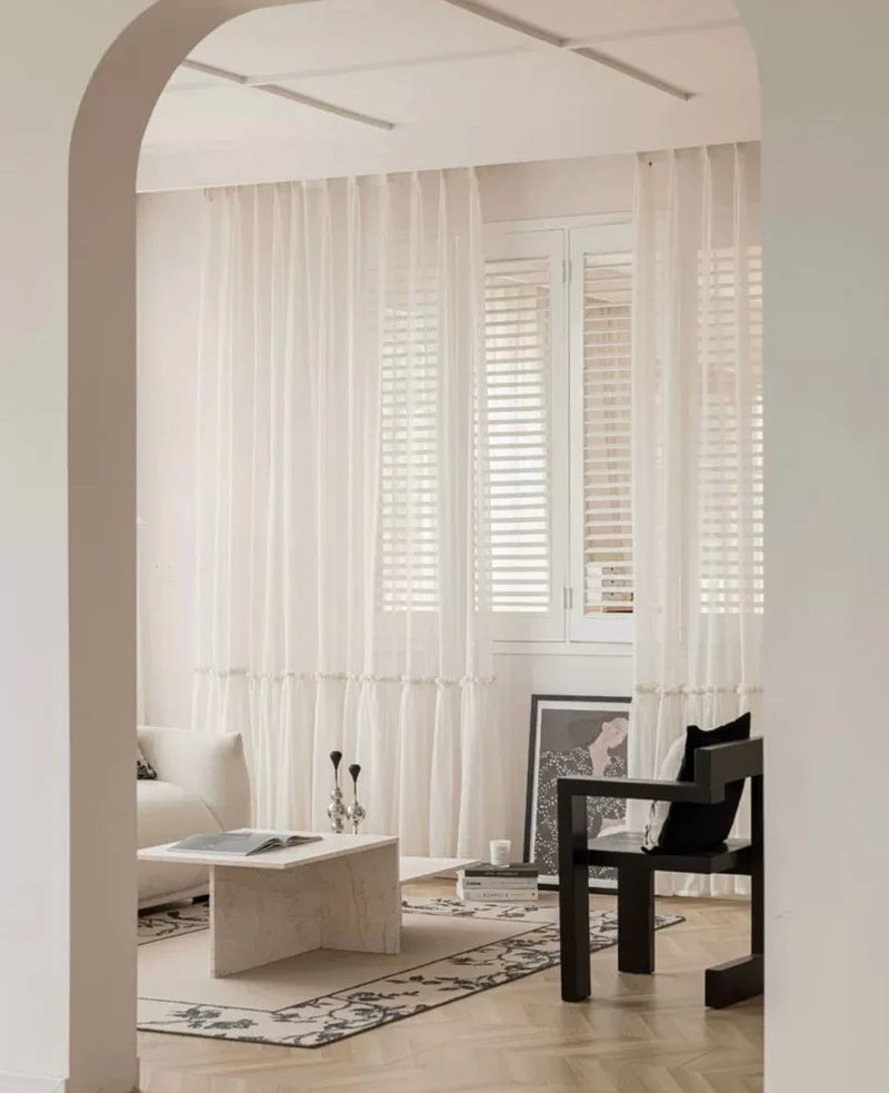 Ruffled Hem Sheer Curtains for Princess Room