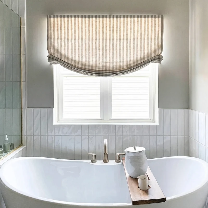 Classic Striped Roman Shades, Light Filtering & Blackout Shades