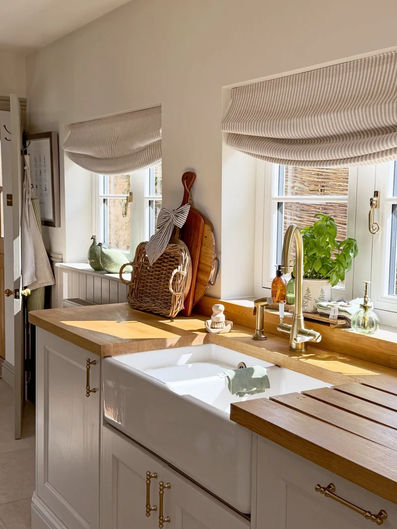 Classic Striped Roman Shades, Light Filtering & Blackout Shades
