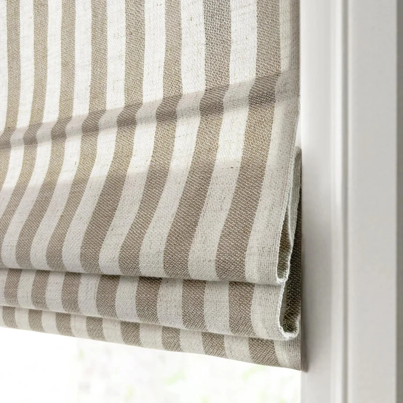 Classic Striped Roman Shades, Light Filtering & Blackout Shades