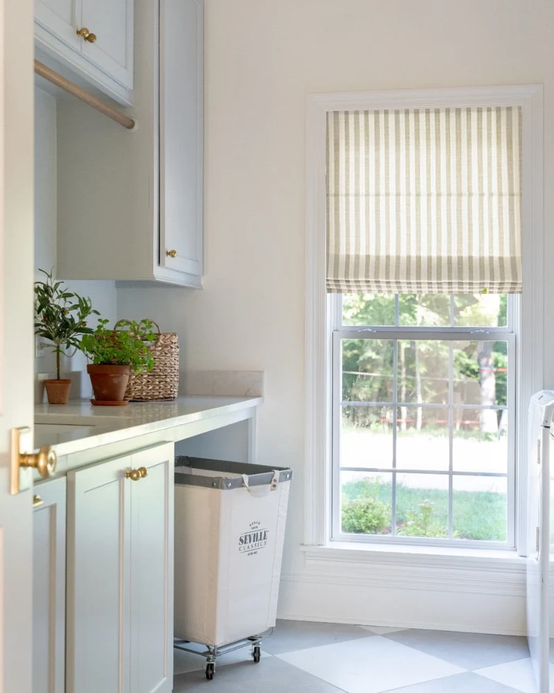 Classic Striped Roman Shades, Light Filtering & Blackout Shades