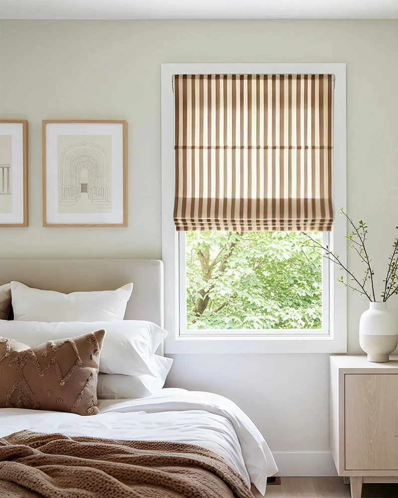 Classic Striped Roman Shades, Light Filtering & Blackout Shades