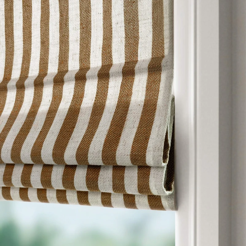 Classic Striped Roman Shades, Light Filtering & Blackout Shades