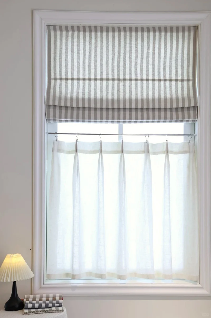 Classic Striped Roman Shades, Light Filtering & Blackout Shades