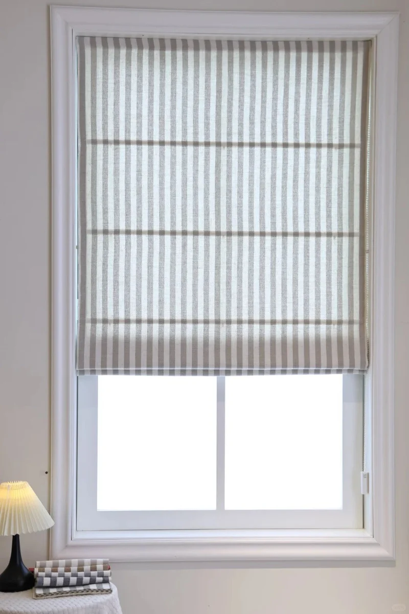 Classic Striped Roman Shades, Light Filtering & Blackout Shades