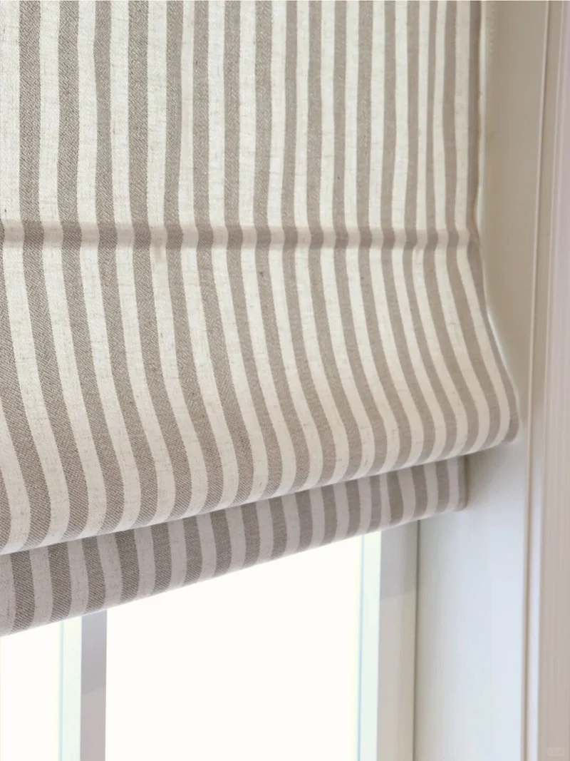 Classic Striped Roman Shades, Light Filtering & Blackout Shades