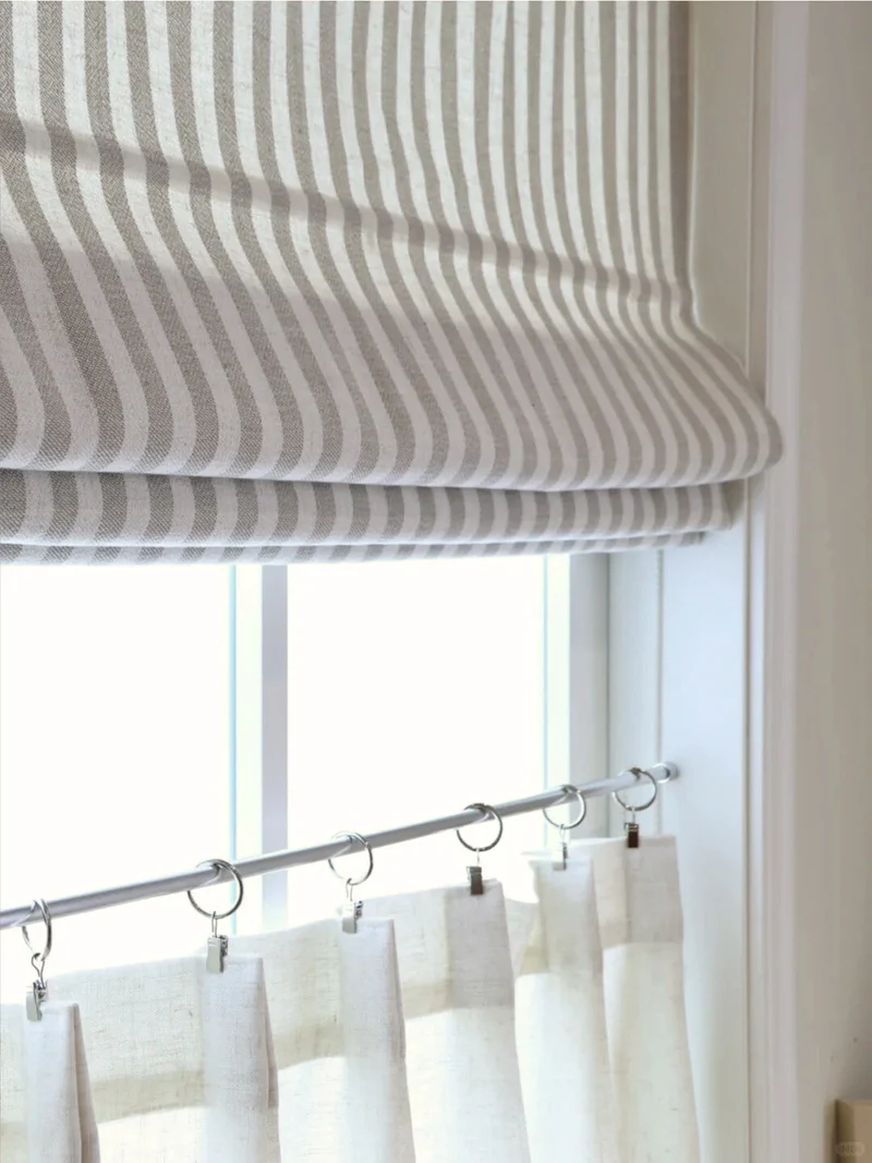 Classic Striped Roman Shades, Light Filtering & Blackout Shades