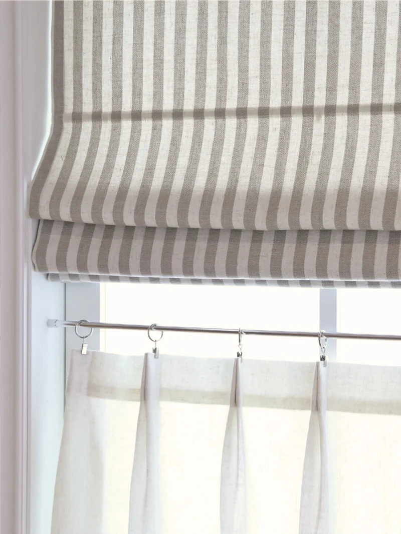 Classic Striped Roman Shades, Light Filtering & Blackout Shades