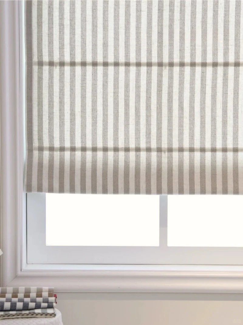 Classic Striped Roman Shades, Light Filtering & Blackout Shades