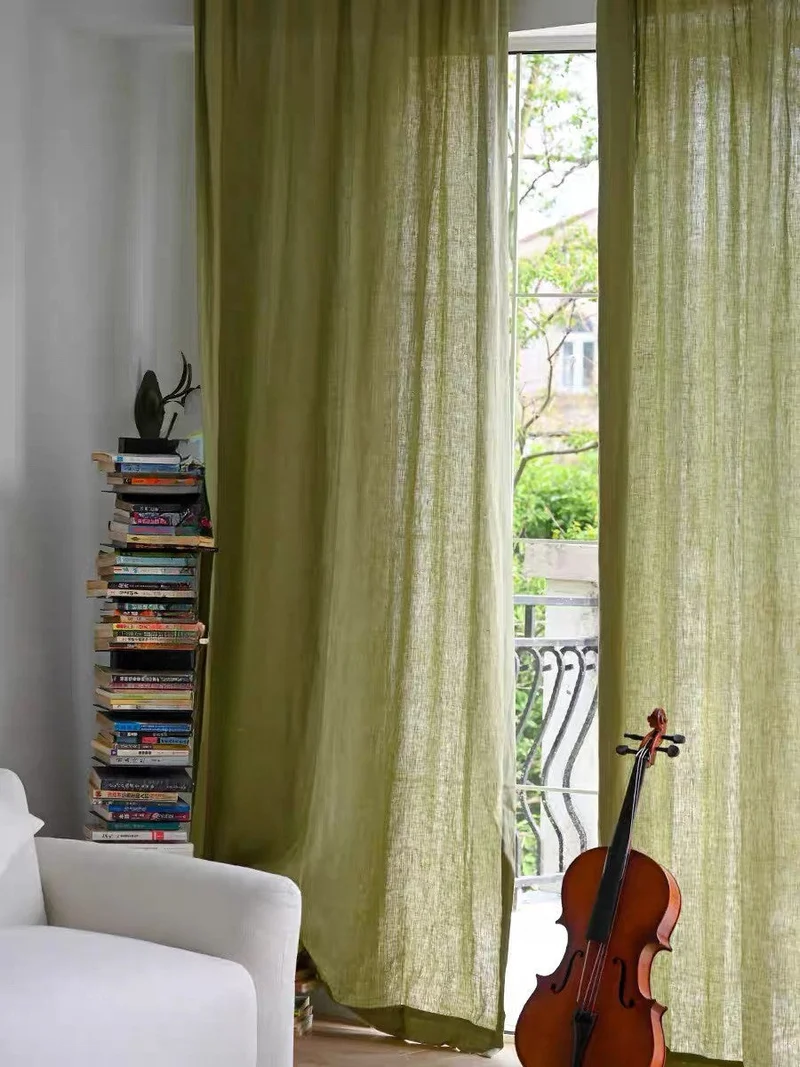 Sage Green Curtains – 100% Linen, Eco-Friendly Custom Drapes for Living & Dining Room, Home Office