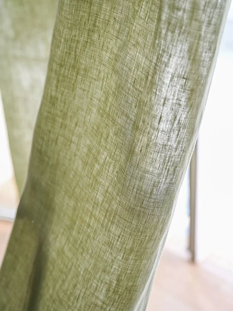 Sage Green Curtains – 100% Linen, Eco-Friendly Custom Drapes for Living & Dining Room, Home Office